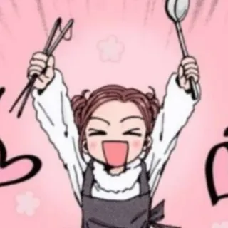 😄 nấu ăn, đầu bếp, thức ăn, nhà bếp, manga, tạp dề telegram sticker