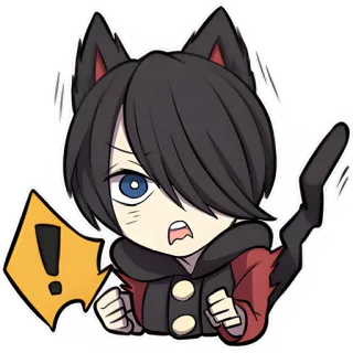 😤 anime, chibi, cat, warning, exclamation mark, cartoon, character telegram sticker