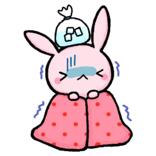 🤒 lapin, malade, malade, rhume, grippe, dessin animé whatsapp sticker