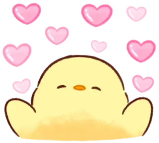 🤩 pollito, corazones, lindo, amor, animal, pájaro whatsapp sticker