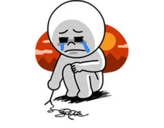 😞 грустный, плач, слезы, мультфильм, эмоция, отчаяние, расстроенный whatsapp sticker
