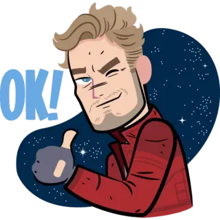 😆 Star-Lord Guardians of the Galaxy OK! Star-Lord, Marvel, Guardians of the Galaxy, Jempol ke atas, OK, Berkedip telegram sticker