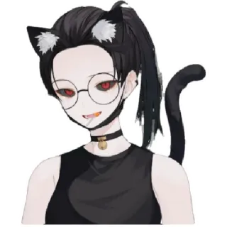 😁 anime, cat, ears, red eyes, lollipop telegram sticker