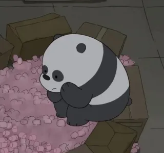 ☹ Panda We Bare Bears パンダ, 悲しい, アニメ, ぼくらベアベアーズ, 箱, かわいい telegram sticker