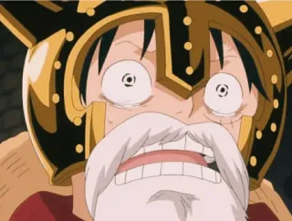 🥺 Monkey D. Luffy One Piece Аниме, Манга, Луффи, Ван Пис, Шлем, Плачет, Смешной telegram sticker