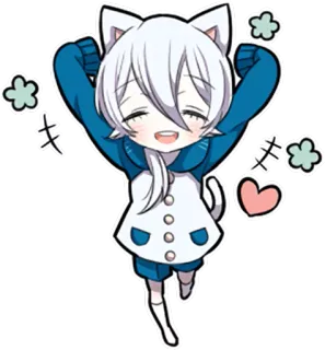 😄 Anime, Kot, Kawaii, Chibi, Naklejka telegram sticker