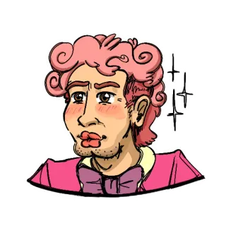 ✨ personagem, desenho animado, cabelo rosa, gravata borboleta telegram sticker