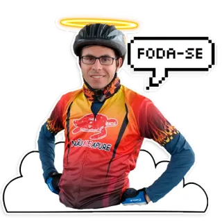 🖕 FODA-SE swear word, biker, cycling, halo, cartoon telegram sticker