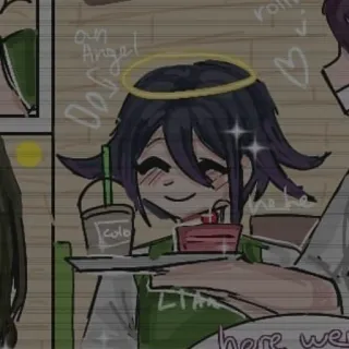 😇 an Angel Engel, Heiligenschein, Zeichnung, Anime, Süß, Digitale Kunst telegram sticker