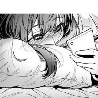📱 Anime, Mangá, Garota, Telefone, Almofada telegram sticker