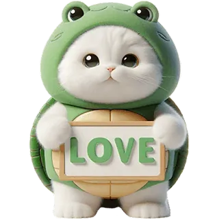 😍 LOVE chat, mignon, kawaii, amour, animal, autocollant, dessin animé whatsapp sticker