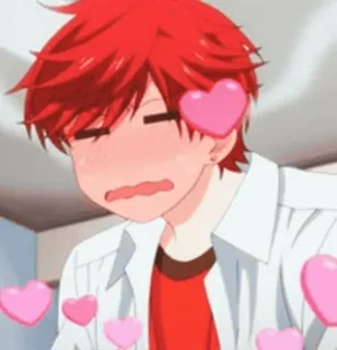 ❤️ Anime, Cinta, Lucu, Hati, Rambut Merah, Merona, Kartun, Romansa whatsapp sticker