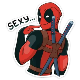 🔞 Deadpool SEXY... เดดพูล, มาร์เวล, ซูเปอร์ฮีโร่, เซ็กซี่, ดาบ, หนังสือการ์ตูน telegram sticker