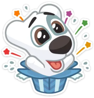 🎉 perro, dibujo animado, lindo, animal, fiesta, celebración whatsapp sticker