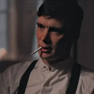 🚹 Thomas Shelby Peaky Blinders บุหรี่, คิลเลียน เมอร์ฟีย์, โทมัส เชลบี, พีคกี้ บลินเดอร์ส, สูบบุหรี่ telegram sticker