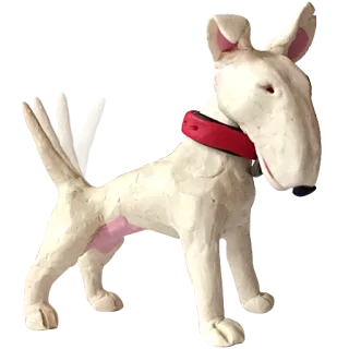 👋 dog, bull terrier, animal, pet, white dog, red collar, domestic animal, cute telegram sticker