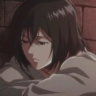 🧣 Mikasa Ackerman Attack on Titan Anime, Manga, Personnage, Triste, L'Attaque des Titans, Mikasa telegram sticker