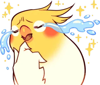 😭 オカメインコ, 鳥, 泣く, 悲しい, 涙, 感情, 動物, かわいい telegram sticker