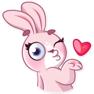 😘 conejo, rosa, corazón, beso, lindo, animal, dibujos animados telegram sticker