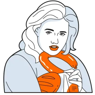 🛍 nourriture, saucisse, pain, femme, portrait telegram sticker