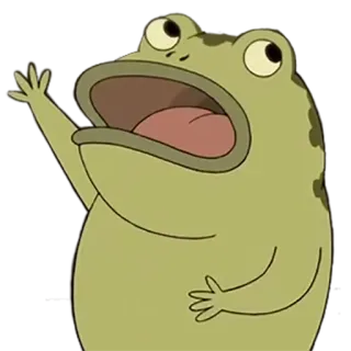 😧 rana, dibujos animados, saludando, gracioso, animal telegram sticker