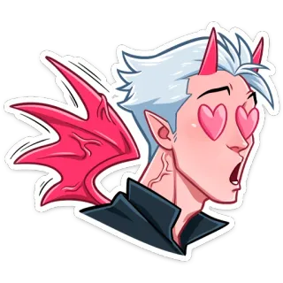 😍 恶魔, 邪魔, 爱心, 爱, 翅膀, 角, 动漫, 卡通 telegram sticker