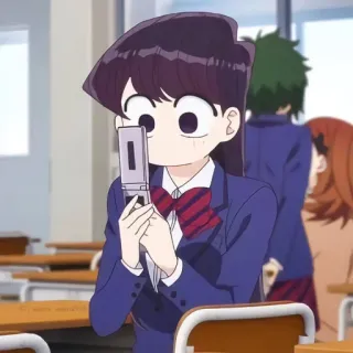 😓 Komi Komi Can't Communicate 애니메이션, 여고생, 휴대폰, 코미 양은 커뮤증입니다, 코미 쇼코, 만화, 교실 telegram sticker