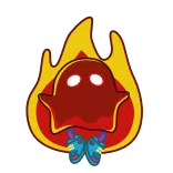 🔥 flamme, rouge, fantôme, feu, dessin animé telegram sticker
