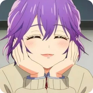 ☺️ anime, dziewczyna, uśmiechnięta, fioletowe włosy, słodka telegram sticker