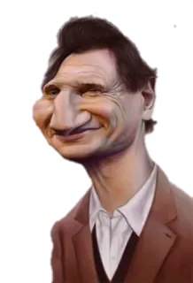 😁 Liam Neeson карикатура, актер, портрет, знаменитость, Лиам Нисон, смешной telegram sticker