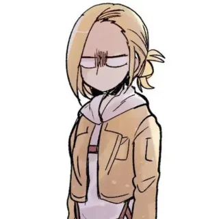 😒 Annie Leonhart Attack on Titan Anime, Desenho animado, Mulher, Loira, Séria, Expressão, Annie Leonhart, Ataque dos Titãs telegram sticker