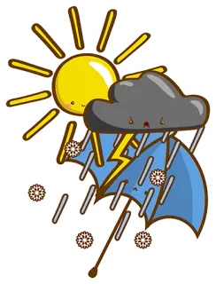 😃 meteo, sole, nuvola, ombrello, pioggia, neve, tuono, tempesta telegram sticker