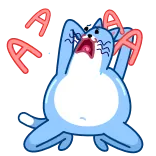 😰 cat, cartoon, animal, funny, blue telegram sticker