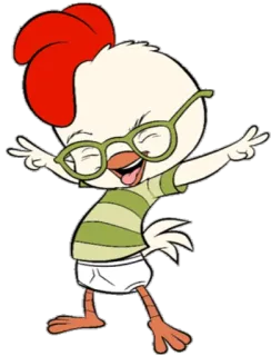 ✌️ Chicken Little Huhn, Cartoon, Brille, animiert, süß, fröhlich, Disney telegram sticker