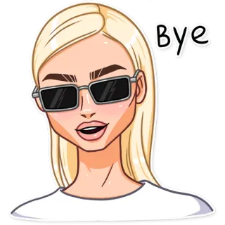 👋 Bye mujer, gafas de sol, adiós, despedida, rubia, pegatina telegram sticker