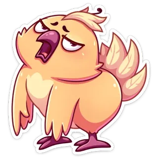 😒 pintinho, pássaro, desenho animado, animal, fofo, amarelo, sonolento, bocejo telegram sticker