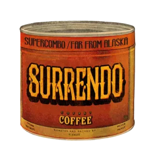 ☕️ SUPERCOMBO/FAR FROM ALASKA
SURRENDO
COFFEE
ROASTED AND PACKED BY YLEMISTS Caffè, Vintage, Lattina, Surrendo, Ylemist, Alaska whatsapp sticker