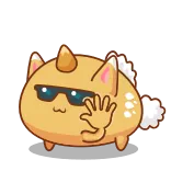 👋 gato, desenho animado, adesivo, óculos, kawaii, acenando, engraçado telegram sticker