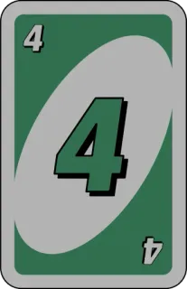 💚 uno, card game, number, four, green whatsapp sticker