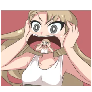 😱 cartoon, girl, anime, scream, tunnel vision, shock, panic telegram sticker