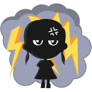 😡 wütend, sturm, donner, mädchen, stimmung, emotion telegram sticker