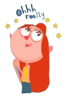 😌 Ohhh really cartoon, meisje, sarcasme, sterren, denken telegram sticker