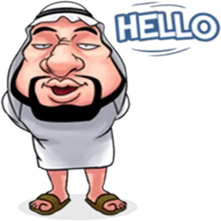 😃 HELLO cartoon, middle east, arab, character, hello, greeting, man telegram sticker