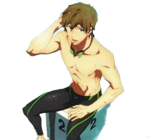 😉 anime, swimmer, male, athlete, sports, swimsuit whatsapp sticker