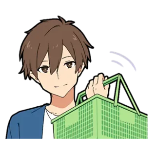 😏 Аниме, Мужской, Шопинг, Корзина, Мультфильм telegram sticker