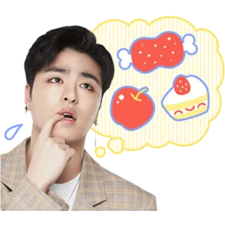 🤤 berpikir, makanan, manis, hidangan penutup, bermimpi, imut, orang telegram sticker