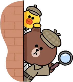 🧐 Brown line friends, brown, sally, detective, investigación, dibujos animados whatsapp sticker