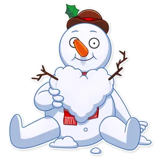 ❤ muñeco de nieve, navidad, invierno, fiestas, dibujos animados, bufanda whatsapp sticker