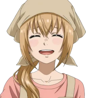😊 anime, mulher, sorrindo, personagem, avental telegram sticker