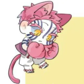 🤨 кот, аниме, бокс, милый, розовый, тигр telegram sticker